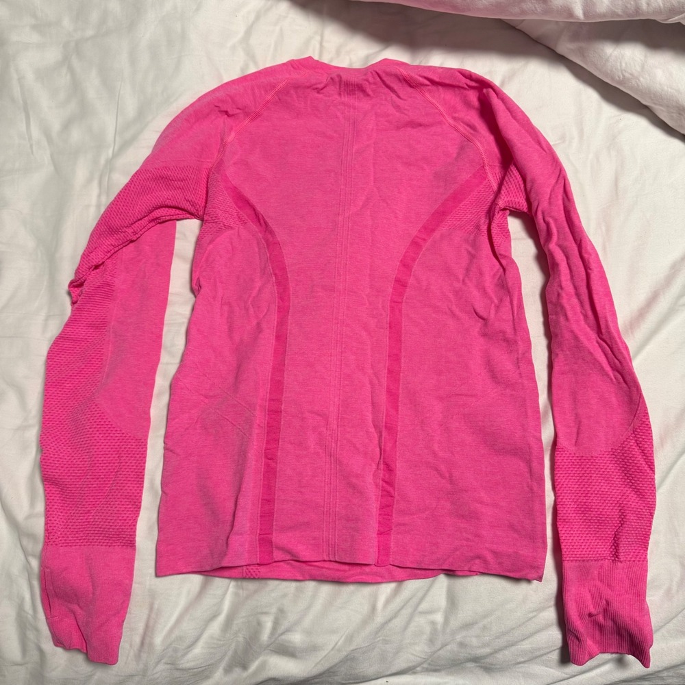 Tek Gear Essential Gear‎ Womens Medium Neon Pink Seamless Long Sleeve Thumbholes - Picture 3 of 4